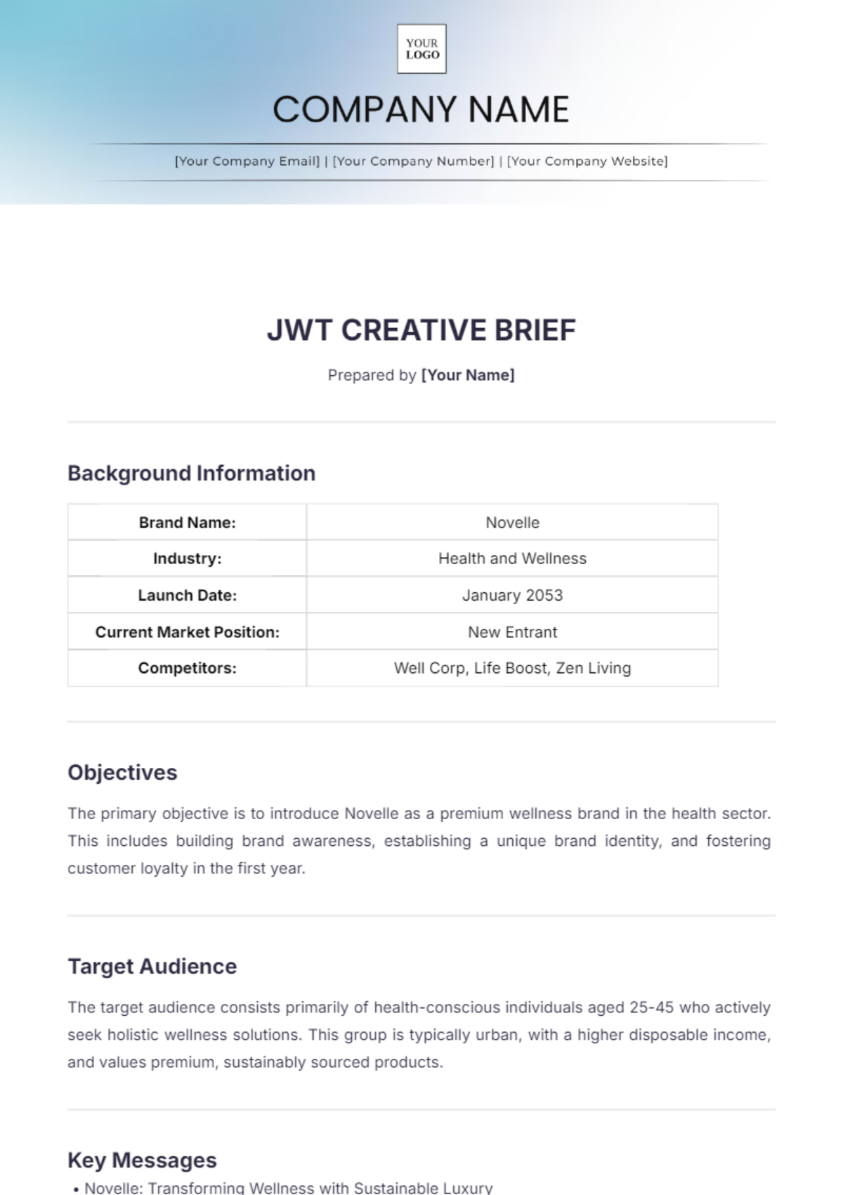 JWT Creative Brief Template - Edit Online & Download