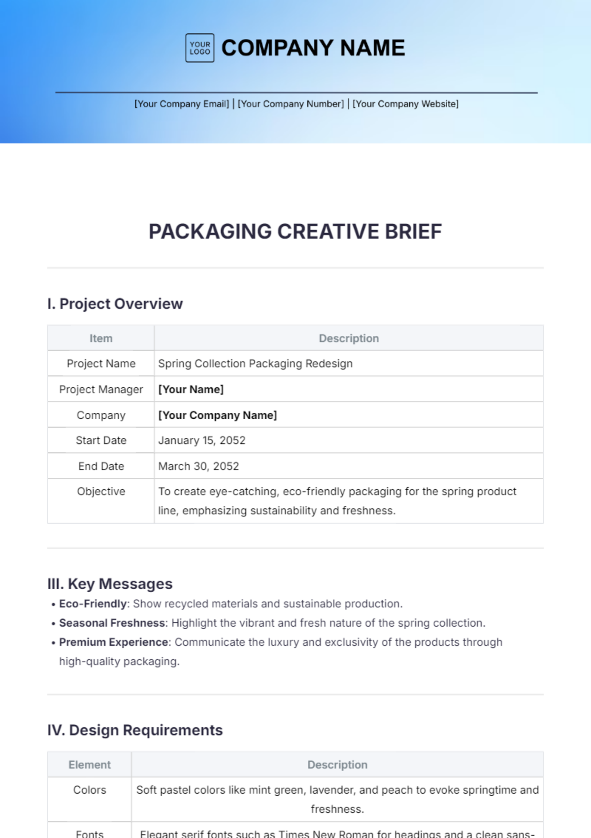 Packaging Creative Brief Template - Edit Online & Download