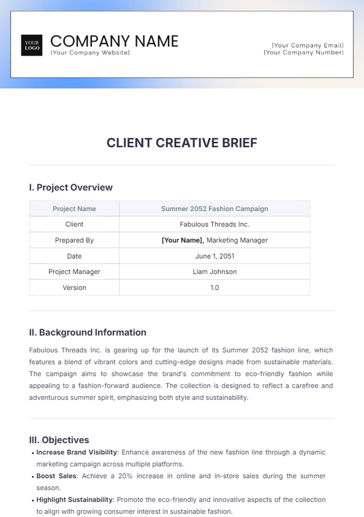 Client Creative Brief Template - Edit Online & Download