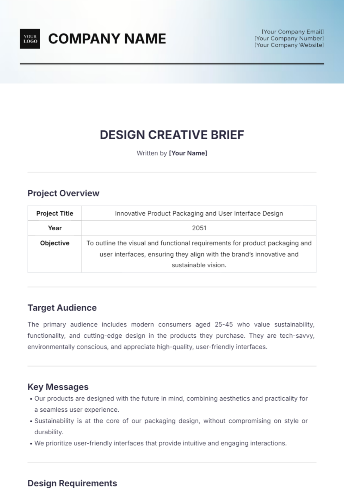 Design Creative Brief Template - Edit Online & Download