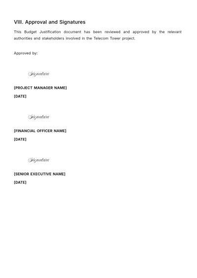 Free Budget for Justification for Telecom Tower Template to Edit Online