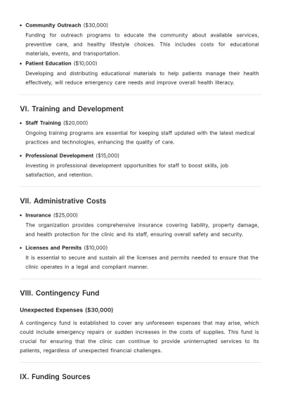 Free Community Clinic Budget Justification Template to Edit Online