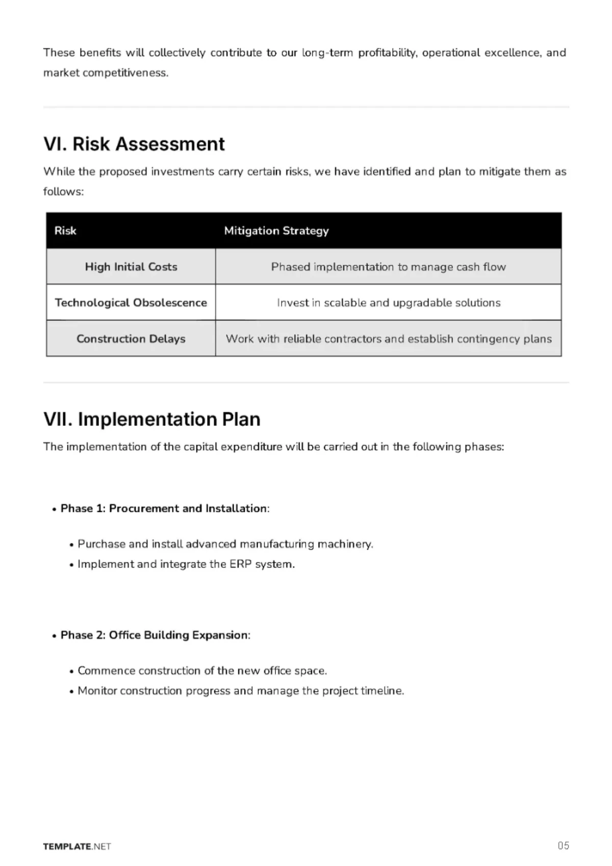 Free Capital Expenditure Budget Justification Template to Edit Online