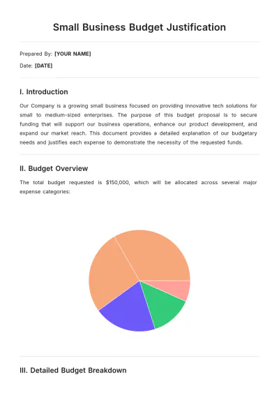 Free Small Business Budget Justification Template to Edit Online