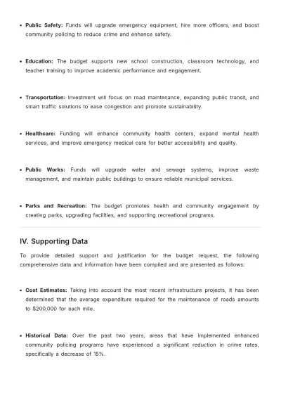 Free Municipal Budget Justification Template to Edit Online