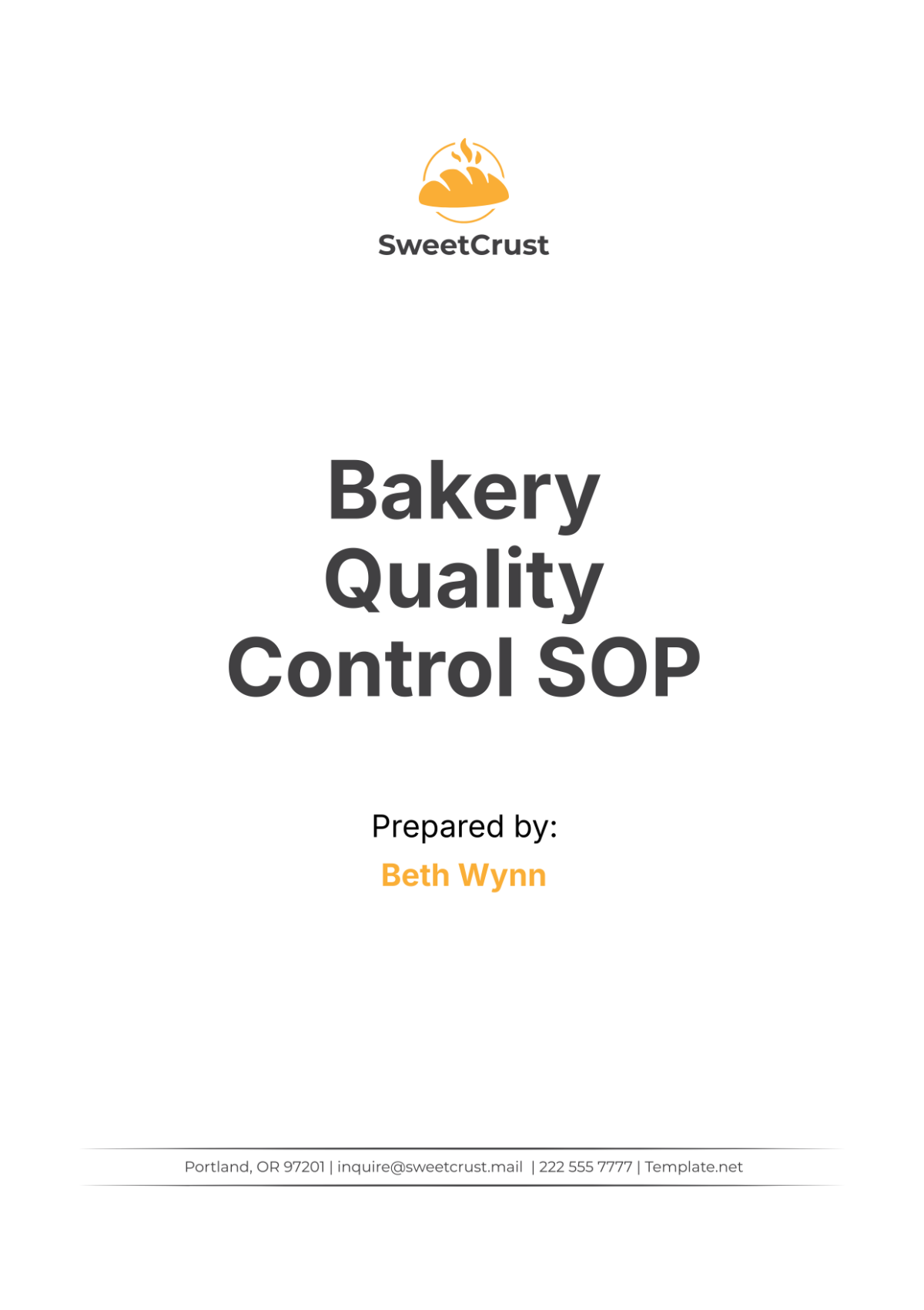 Bakery Quality Control SOP Template - Edit Online & Download