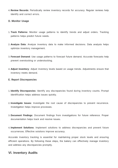 Free Bakery Inventory SOP Template to Edit Online