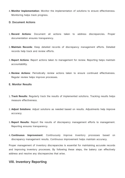 Free Bakery Inventory SOP Template to Edit Online