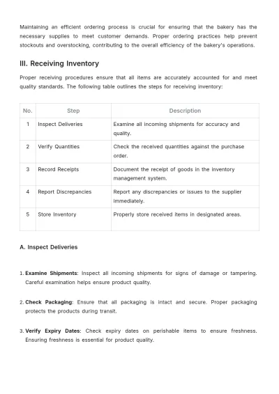 Free Bakery Inventory SOP Template to Edit Online