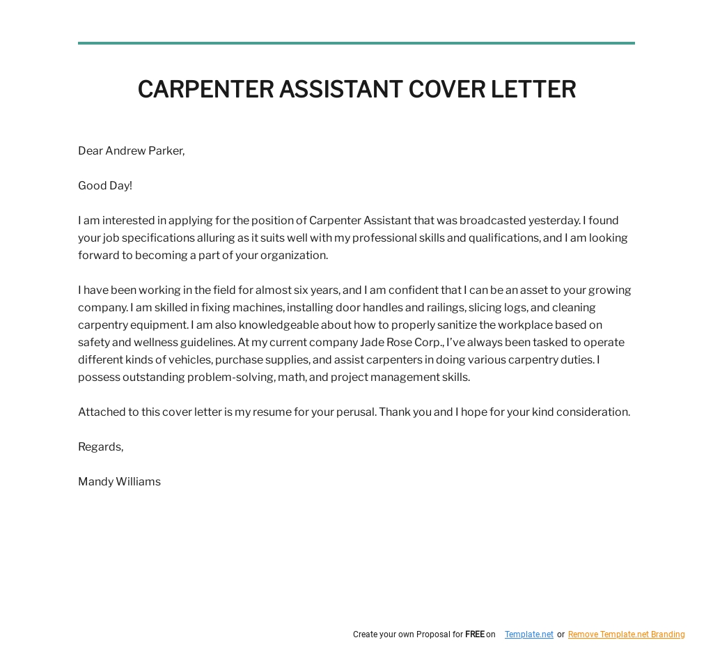Carpenter Assistant Cover Letter Template.jpe