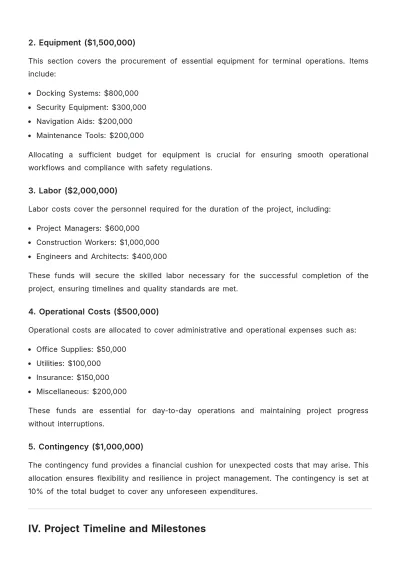 Free Ferry Terminal Budget Justification Template to Edit Online