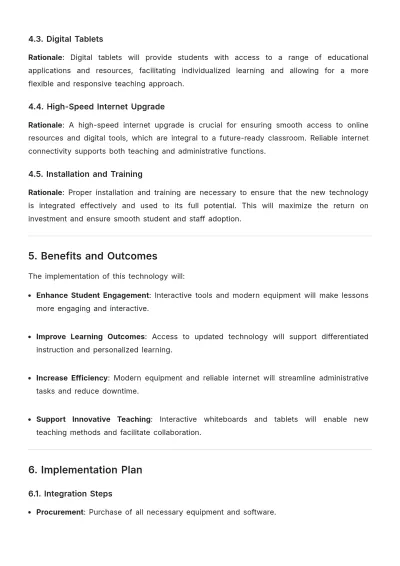 Free Classroom Technology Budget Justification Template to Edit Online