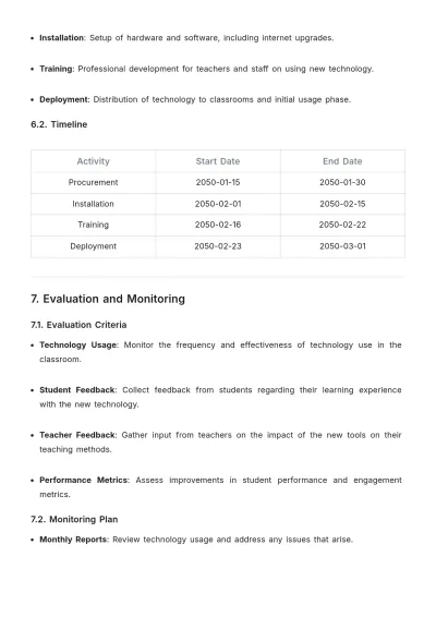 Free Classroom Technology Budget Justification Template to Edit Online