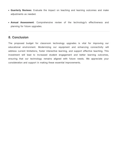 Free Classroom Technology Budget Justification Template to Edit Online