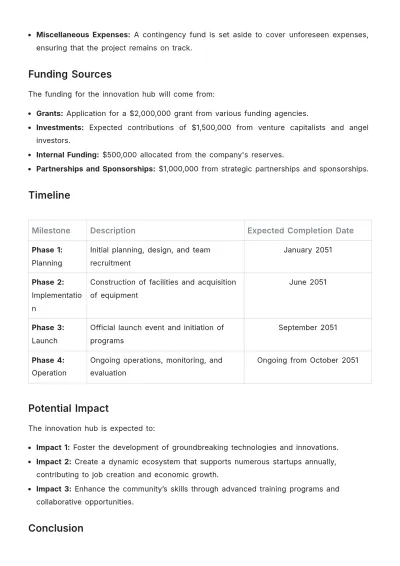 Free Innovation Hub Budget Justification Template to Edit Online