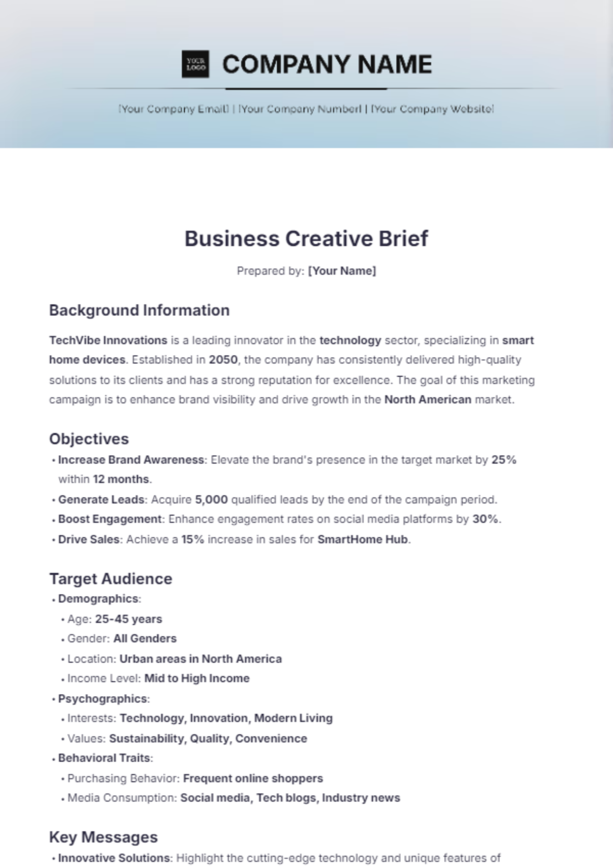 Business Creative Brief Template - Edit Online & Download