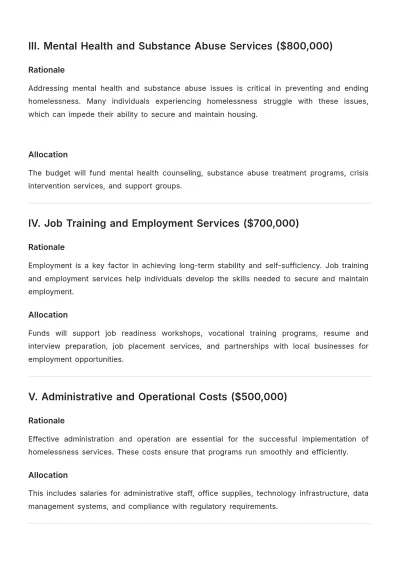 Free Homeless Services Budget Justification Template to Edit Online