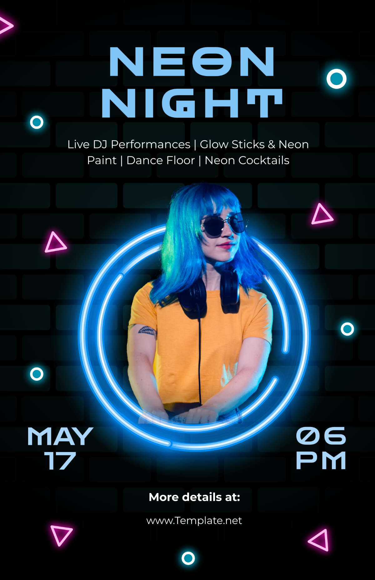 Neon Night Advertising Poster Template