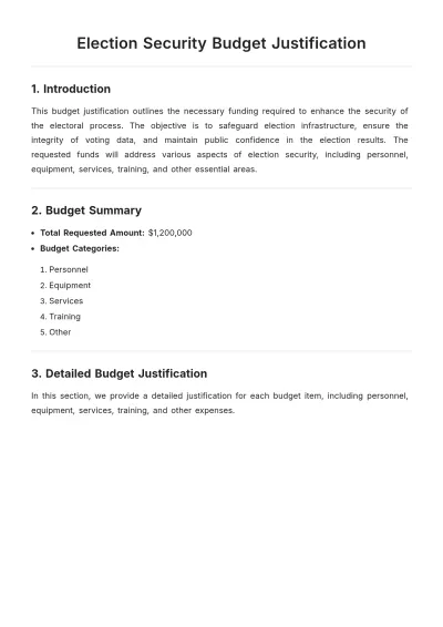Free Election Security Budget Justification Template to Edit Online