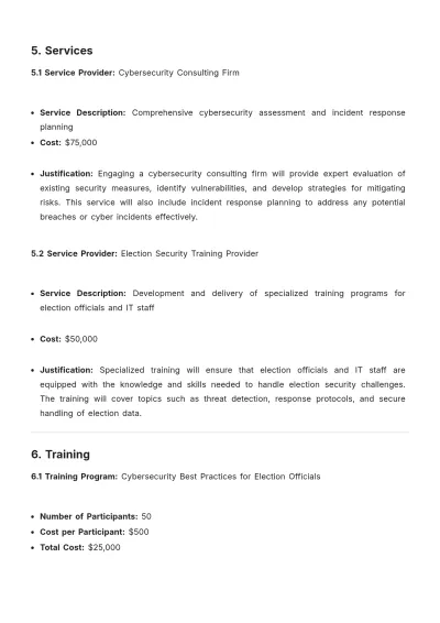 Free Election Security Budget Justification Template to Edit Online