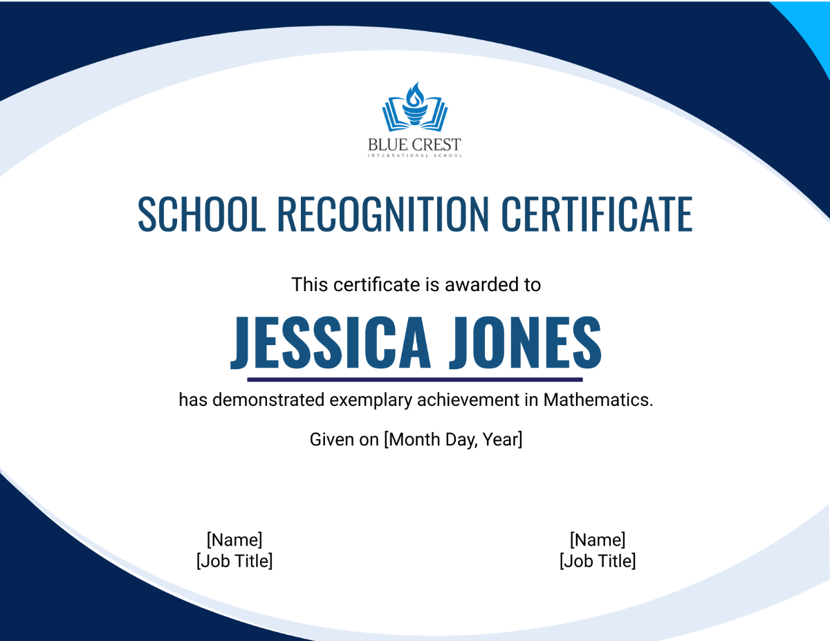 School Recognition Certificate