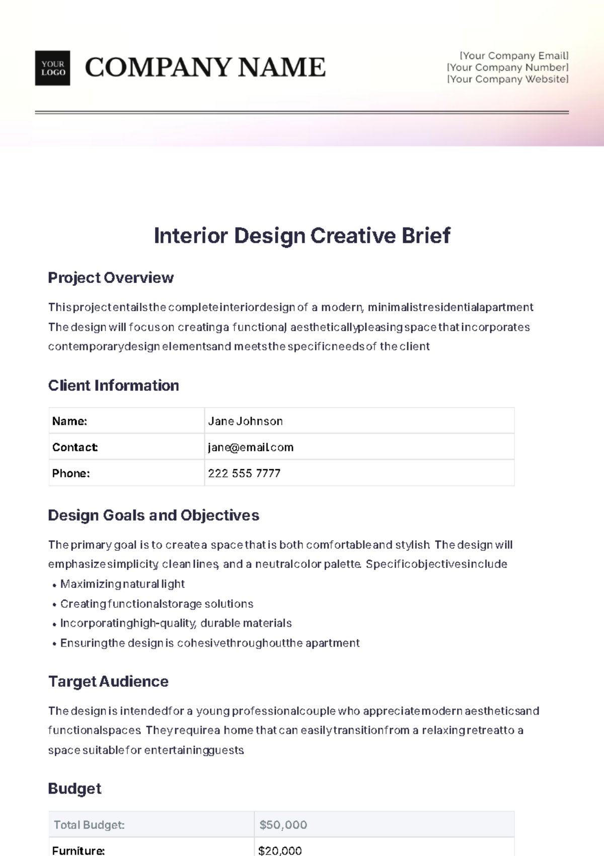 Free Architectural Project Brief Template To Edit Online Free Architectural Project Brief Template To Edit Online