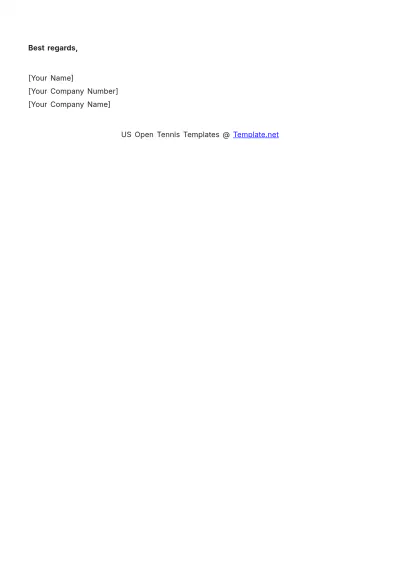 Free US Open Tennis Email Template to Edit Online