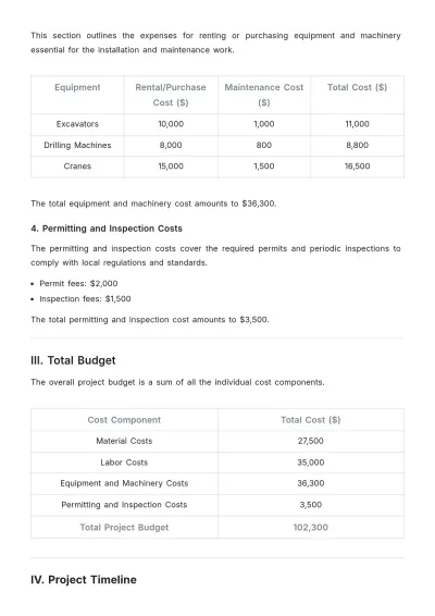 Free Underground Utility Budget Justification Template to Edit Online