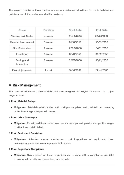Free Underground Utility Budget Justification Template to Edit Online