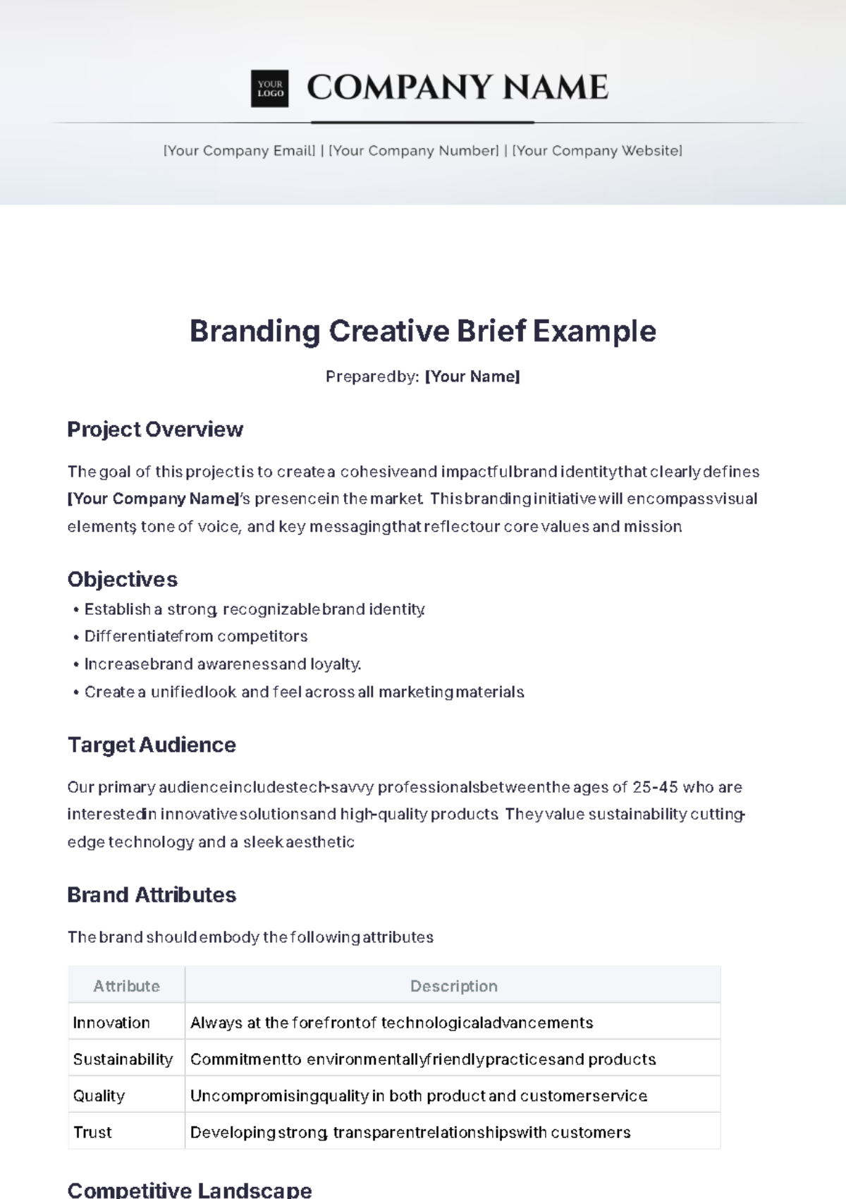 Branding Creative Brief Example Template - Edit Online & Download