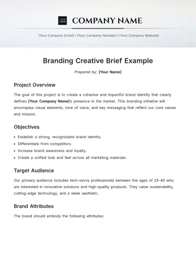 Free Branding Creative Brief Example Template to Edit Online