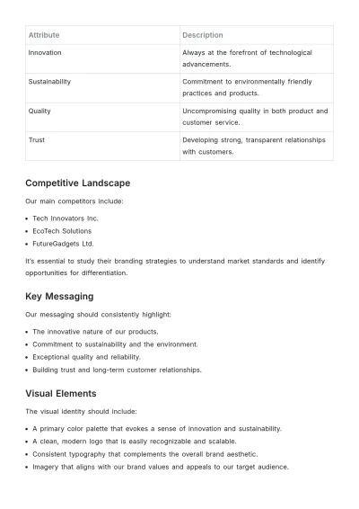 Free Branding Creative Brief Example Template to Edit Online