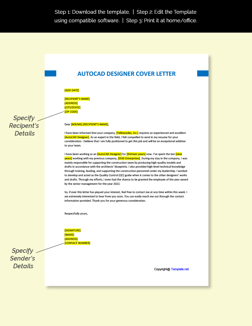 AutoCAD Designer Cover Letter