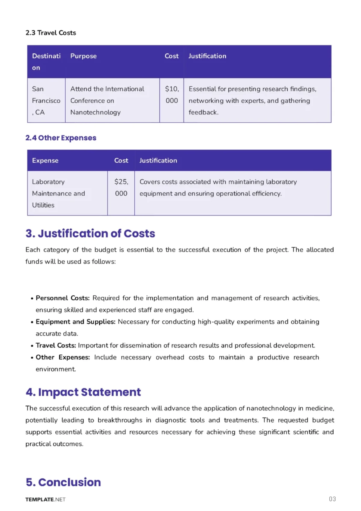 Free Research Lab Budget Justification Template to Edit Online
