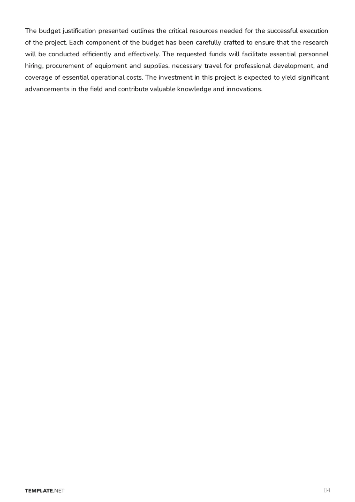 Free Research Lab Budget Justification Template to Edit Online