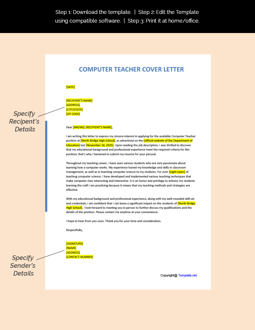 Computer Teacher Cover Letter