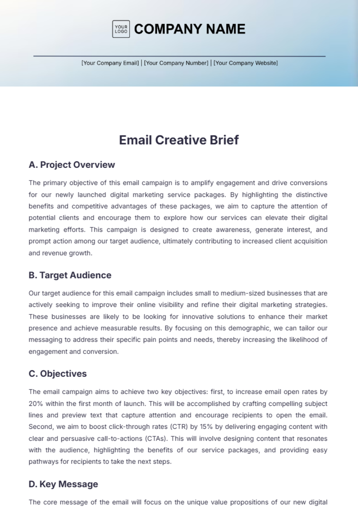 Email Creative Brief Template - Edit Online & Download