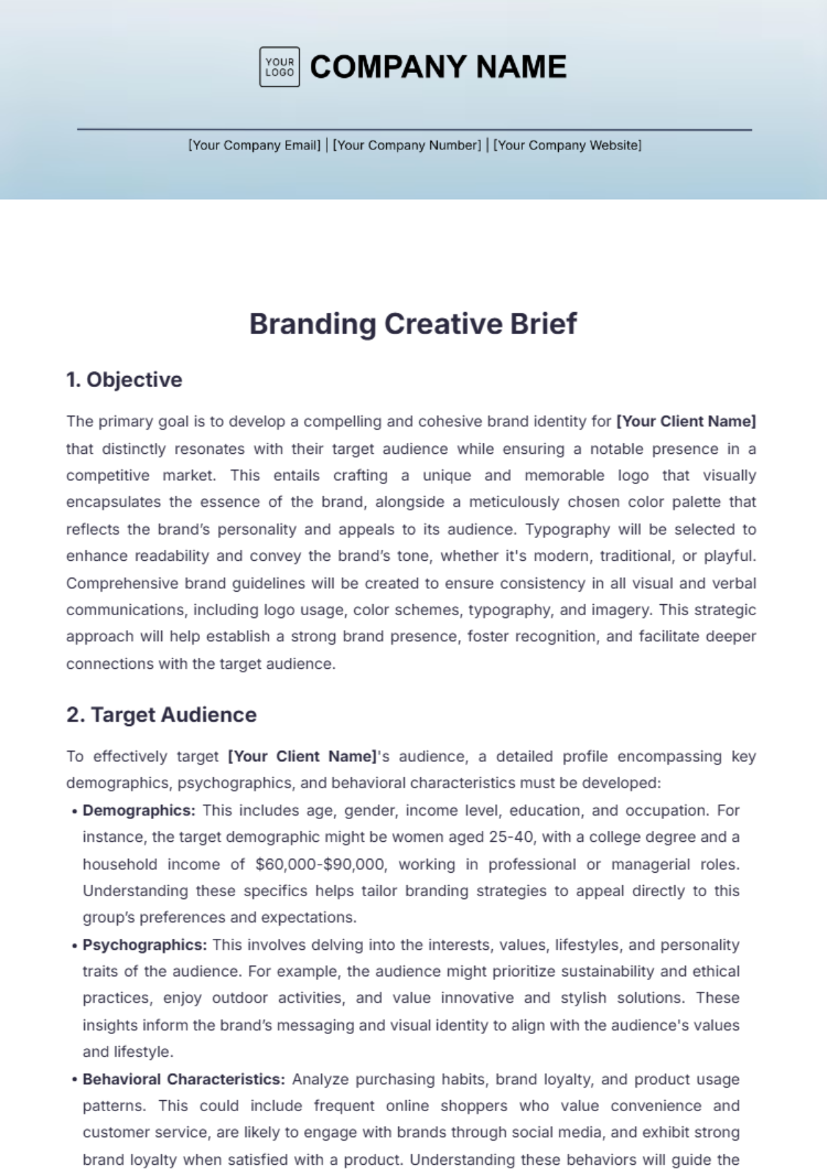 Branding Creative Brief Template - Edit Online & Download