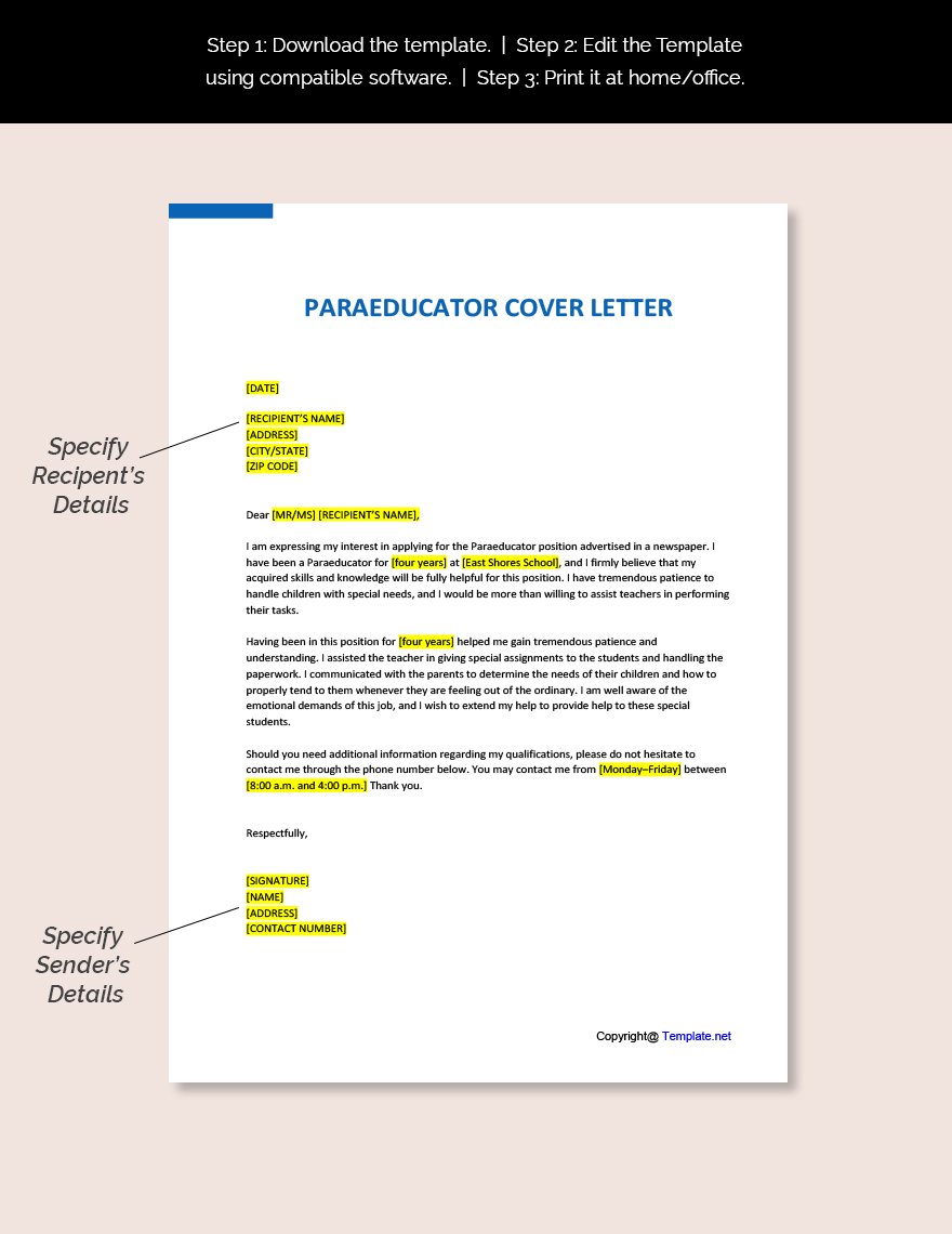 Paraeducator Cover Letter