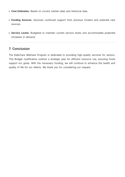 Free Senior Services Budget Justification Template to Edit Online