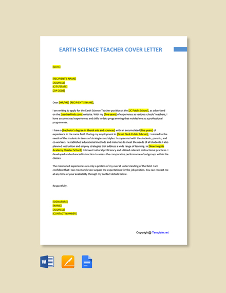 cover letter for science teaching position