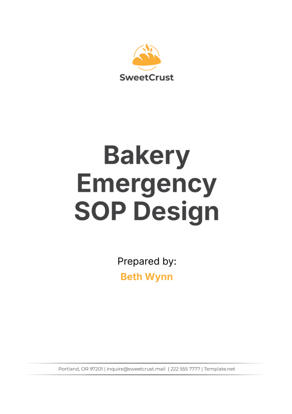 Bakery Emergency SOP Design Template - Edit Online & Download