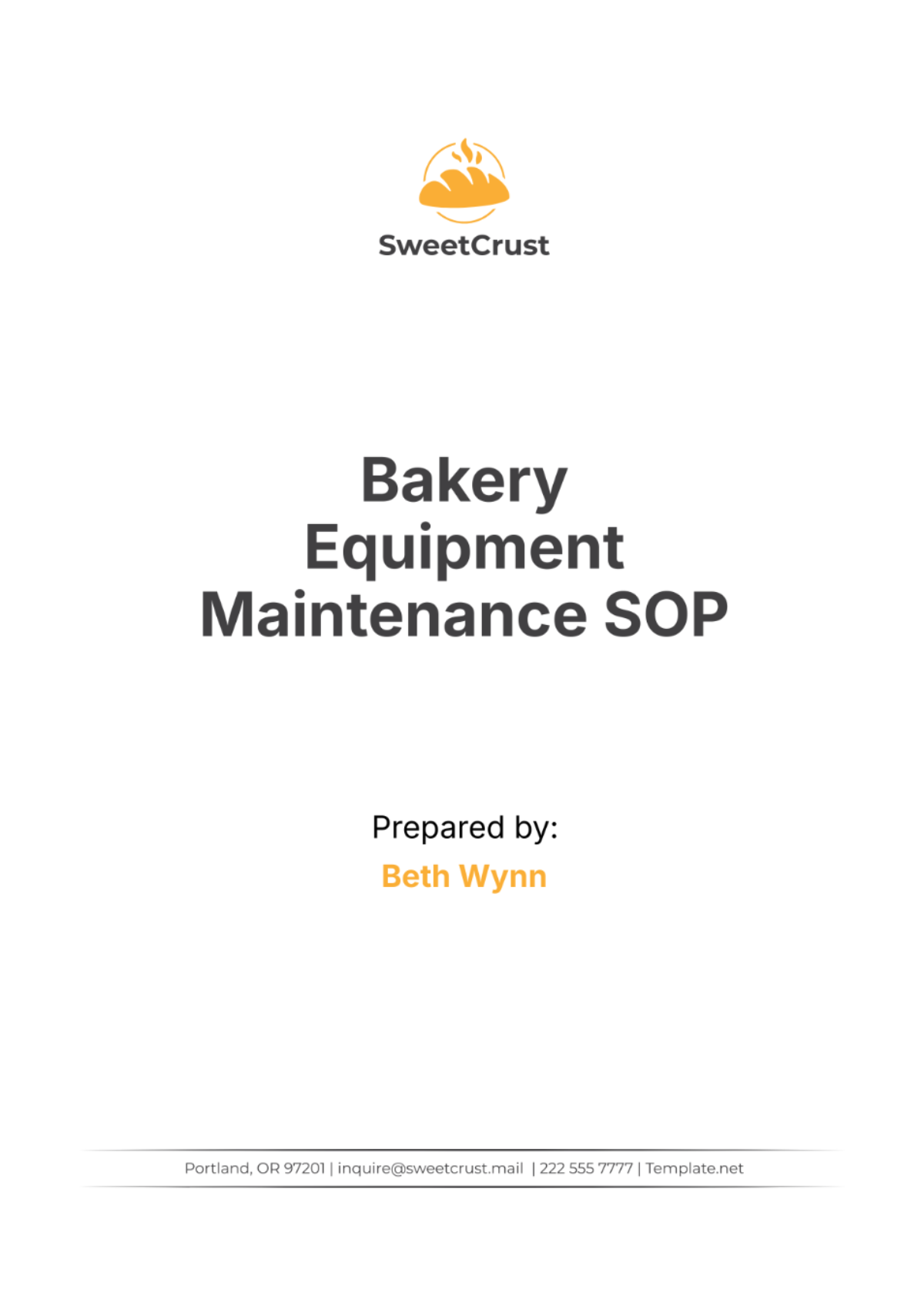 Bakery Equipment Maintenance SOP Template - Edit Online & Download