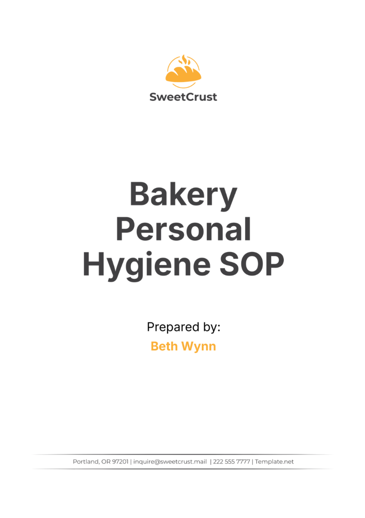 Bakery Personal Hygiene SOP Template - Edit Online & Download