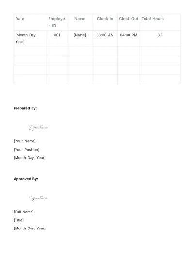Free Simple Bakery Attendance Tracker Template to Edit Online