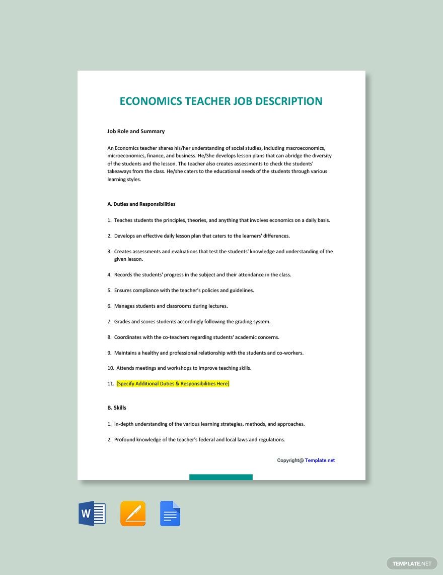 FREE Economics Teacher Template Download in Word, Google Docs, PDF