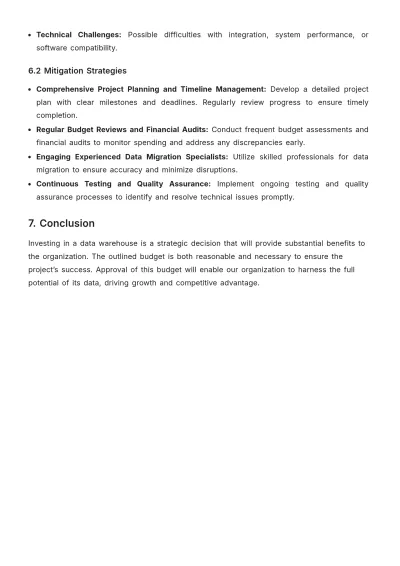 Free Data Warehouse Budget Justification Template to Edit Online