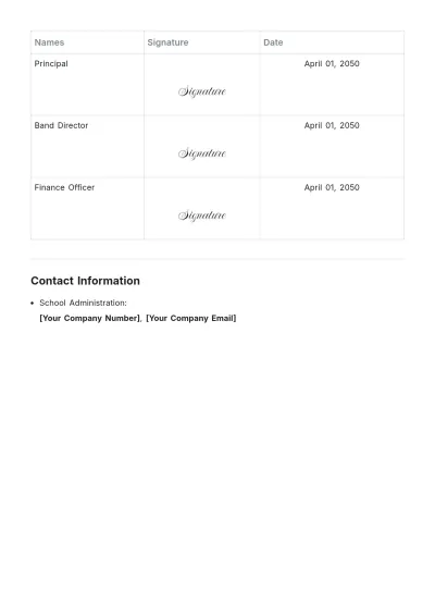 Free School Band Budget Justification Template to Edit Online