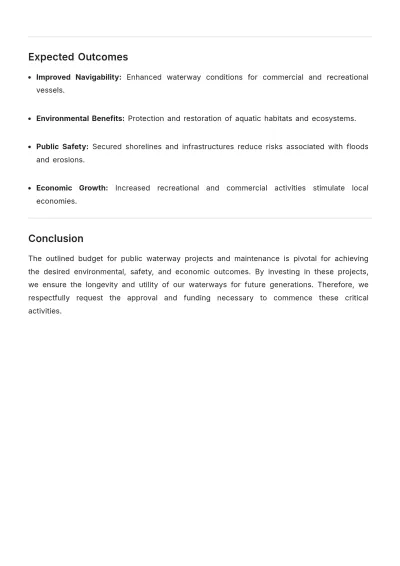 Free Public Waterway  Budget Justification Template to Edit Online