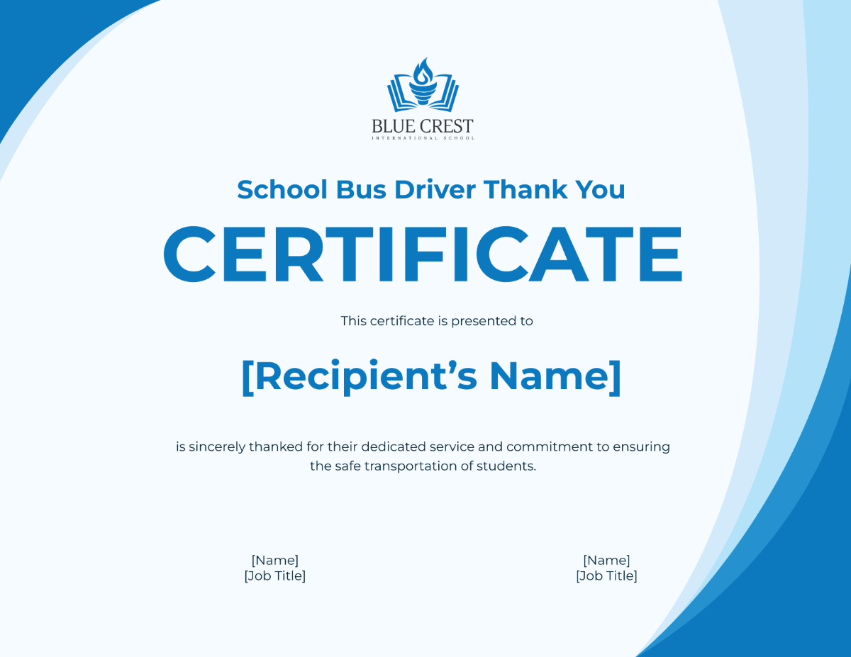 School Bus Driver Thank You Certificate Template - Edit Online & Download